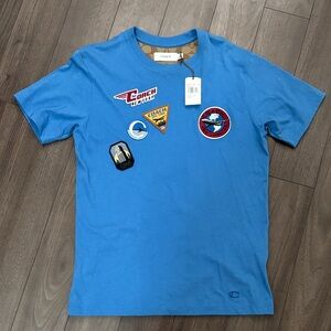 Coach Vibrant Blue Tee with Patch Detail